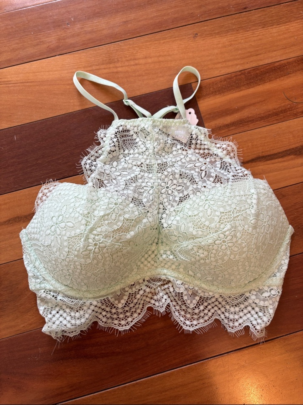 PINK Victoria's Secret Mint Green Lace Bralette
